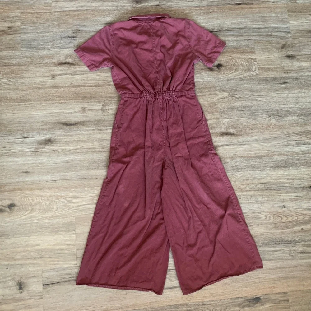 Madewell Wide Leg Button Up Jumpsuit in Ruby Red - Size 2 Womens - Picture 3 of 9